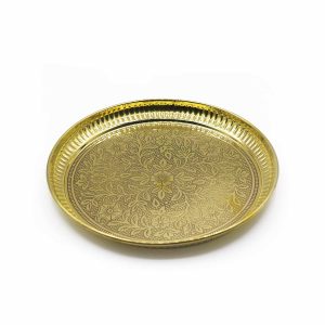 Pooja Plate in brass – Flower design - I