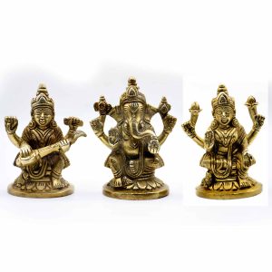 Ganesh Laxmi Saraswati idol in brass