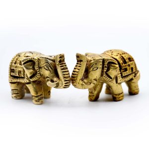 Elephant Idol in brass - Swastik design